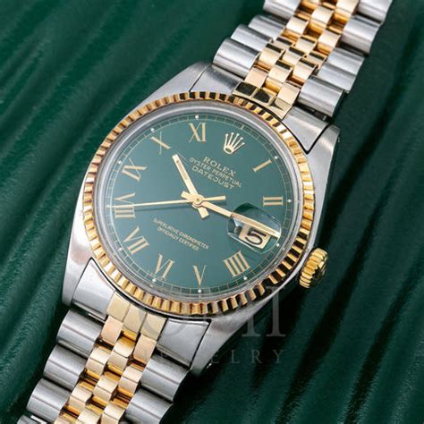 two tone green dial rolex|green dial Rolex price.